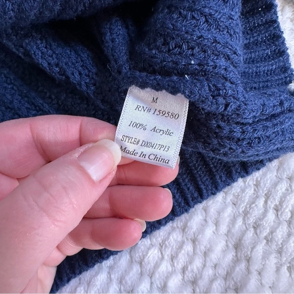 Pink Lily Womens M Oversized Fit Bulky Blue Silver Turtleneck Sweater Heavy - Picture 6 of 11